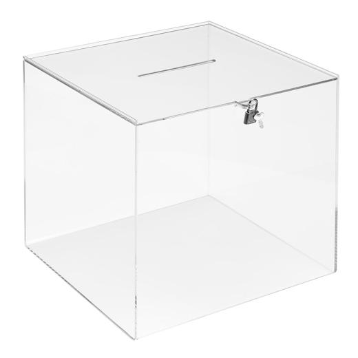 Archivo 2000 Urna Cuadrada Con Llave Y Ranura Superior 300X300X300Mm Metacrilato 4Mm Transparente