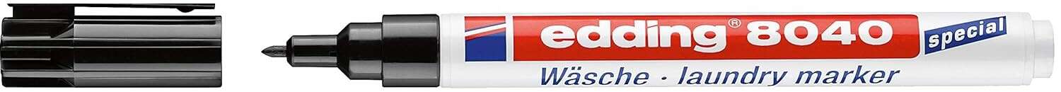 Edding 8040 Rotulador Permanente Para Tejido - Punta Redonda - Trazo 1Mm - Capuchon Con Clip - Secado Rapido - Color Negro
