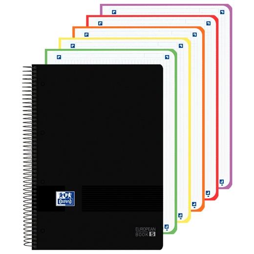 Oxford Cuaderno Europeanbook 5 Live&Go 120H A4+ 5X5 Write&Erase T/Plástico Negro