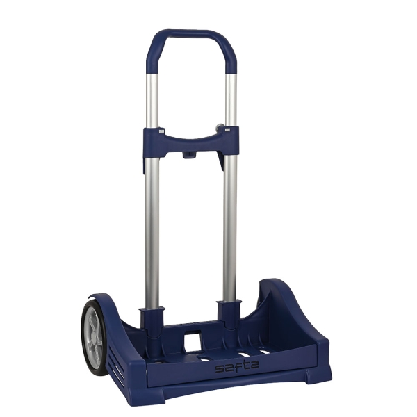 Safta Evolution Carro Portamochilas- Sujecion Universal - Ruedas De 14Cm Antivibracion - Aluminio/Pp - 40X85X28Cm - Color Azul Oscuro