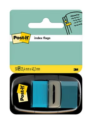 Post-It Index Dispensador Con 50 Marcadores Reposicionables 25.4 X 43.2Mm - Adherencia Firme - Para Marcar, Señalar O Destacar Informacion - 7000144930 - Color Azul Claro
