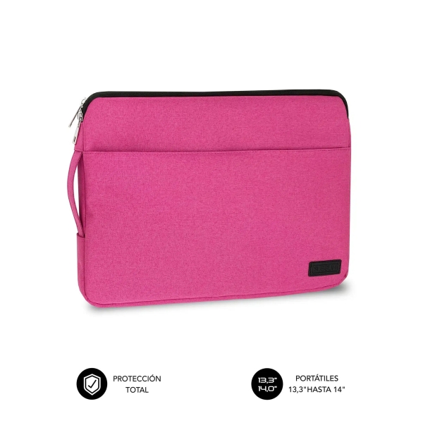 Subblim Funda Urban Portátil De 13.3" A 14" - Proteccion Elegante Y Funcional - Tela De Poliester 600D - Interior Acolchado De Foam - Color Rosa