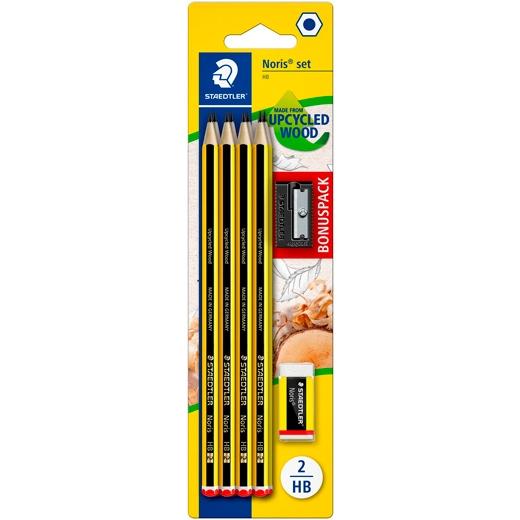Staedtler Blíster Con 8 Lápices Noris 120-2 + Una Goma Noris 526 N40 + Regalo De 1 Afilalápices Simple De Plástico