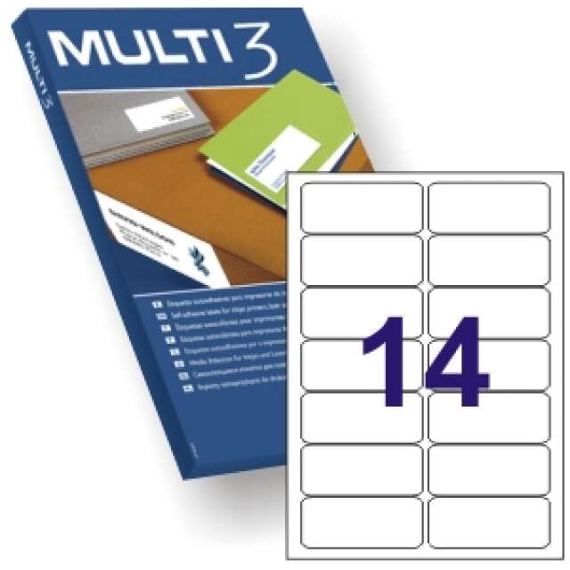 Multi3 Pack De 1400 Etiquetas Blancas Cantos Redondeados Tamaño 99,1X38,1Mm - Adhesivo Permanente - Aptas Para Impresion Ink-Jet Y Laser