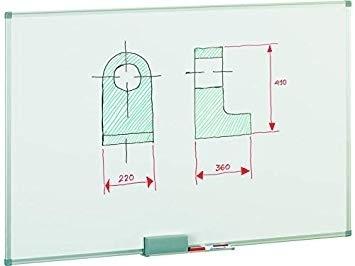 Faibo Pizarra Blanca Acero Lacado Blanco Marco De Aluminio 60X90 Cm