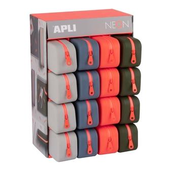 Apli Estuche De Silicona Neon Rectangular Expositor De 16 C/Surtidos