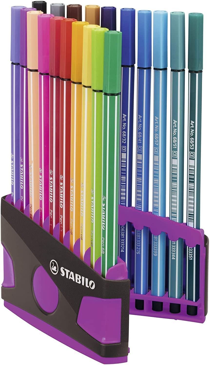 Stabilo Rotulador Pen 68 Colores Surtidos Estuche Parade Antracita-Rosa 20 Ud