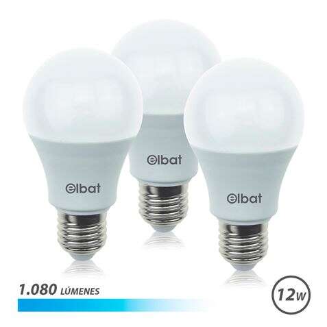 Elbat Pack De 3 Bombilla Led A60 De 12W - 1080Lm - Base E27 - Luz Fria