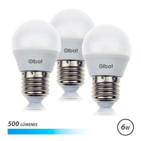 Elbat Pack De 3 Bombillas Led G45 De 6W - 500Lm - Base E27 - Luz Fria