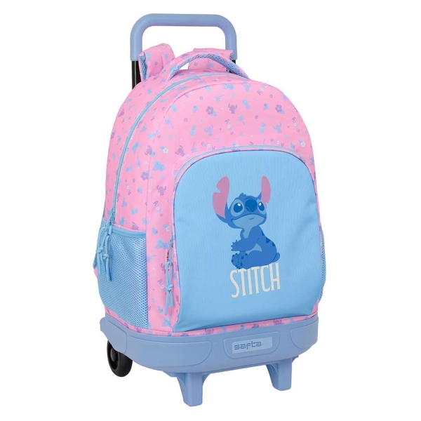 Safta Stitch Bright Mochila Con Carro - Extraible - Bolsillo Frontal - Portabotellas - Hombreras Acolchadas - Asa Acolchada - Tarjeta Id - Bandeja Pvc - Base Reforzada - 33L - 330X220X450Mm - Color Rosa