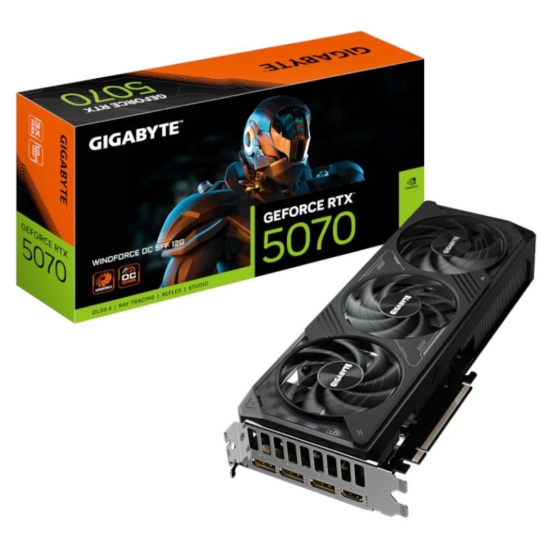 GIGABYTE GeForce RTX 5070 WINDFORCE OC SFF 12G Tarjeta Gráfica - 12GB GDDR7, 192 bits, PCI-E 5.0, 2542 MHz Core Clock, 3 x DP 2.1a, 1 x HDMI 2.1b, NVIDIA DLSS 4, GV-N5070WF3OC-12GD