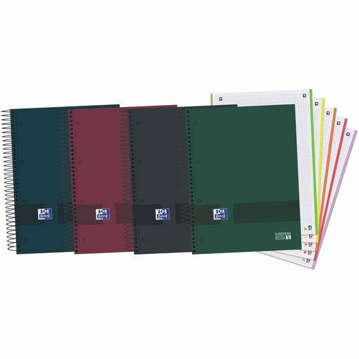 Oxford Europeanbook 5 Oxford & You Pack De 5 Cuadernos Espiral Formato A4+ Cuadriculado 5X5 - 120 Hojas Microperforadas Con 4 Taladros - Tapa Extradura Acabado Mate - 5 Bandas De Color - Colores Oscuros Surtidos