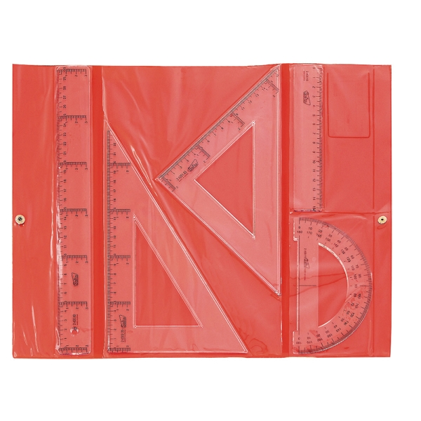 Safta Pack De 5 Reglas De Dibujo - Estuche De Plastico Con Broche - Colores Aleatorios Rojo Y Azul