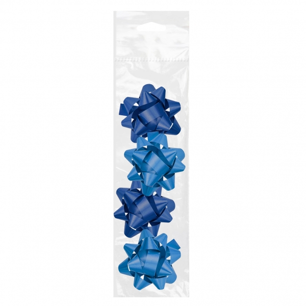 Dohe Chic Pack De 4 Lazos Para Regalo - Forma De Estrella - Tamaño 6.5Cm - Color Azul