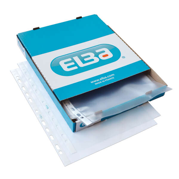 Elba Pack De 100 Fundas Multitaladro Pp 90 Micras - Tamaño A4 - Acabado Piel Naranja - Transparente