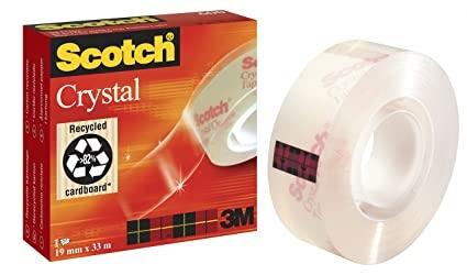Scotch Cinta Adhesiva Supertransparente Crystal 600 Rollo 19Mm X 33M Caja Individual